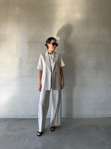 Denia Pants | Beige Melange