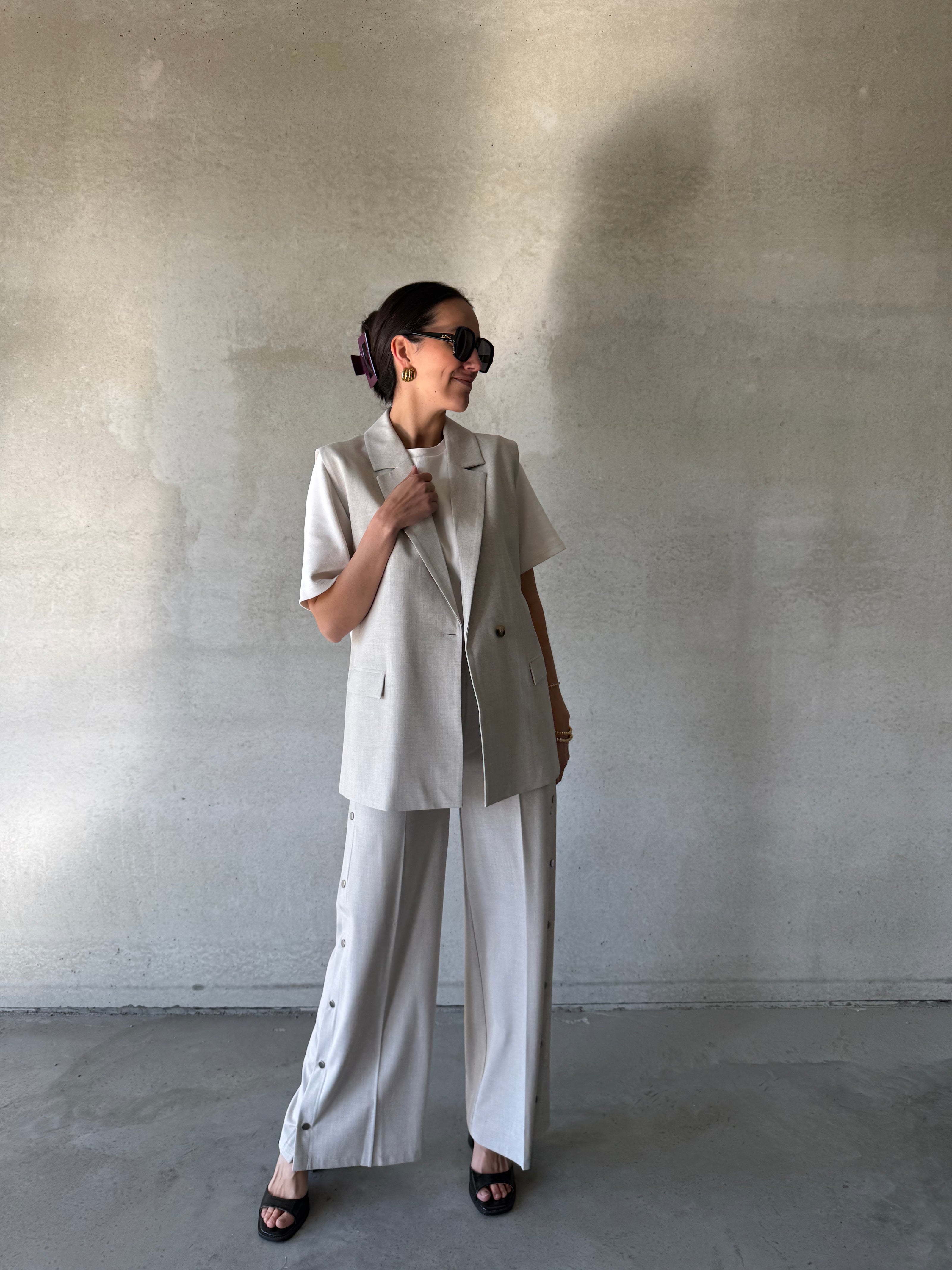Denia Pants | Beige Melange
