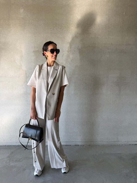 Denia Pants | Beige Melange