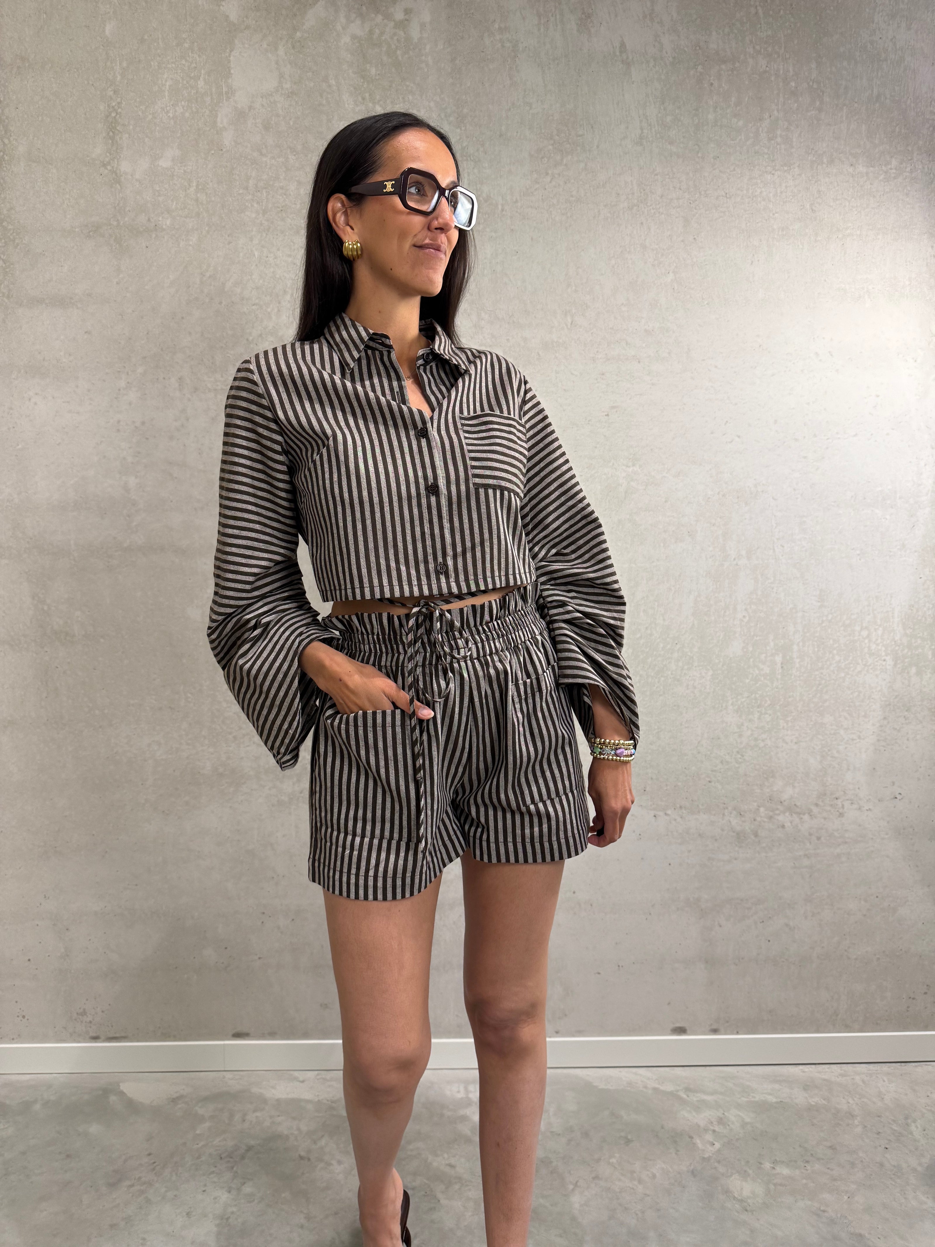 Ophelia Stripe short | Chocolate