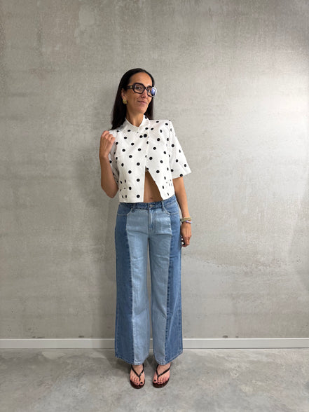 Vicky short sleeve blazer | Dots