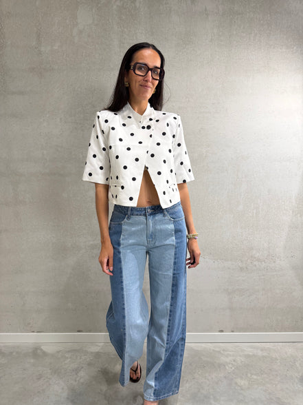 Vicky short sleeve blazer | Dots