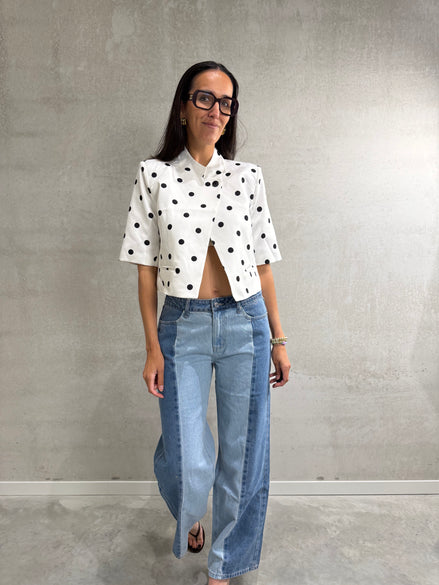 Vicky short sleeve blazer | Dots